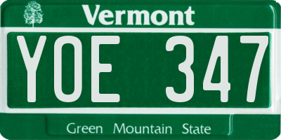 VT license plate YOE347
