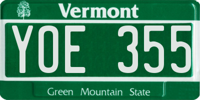 VT license plate YOE355