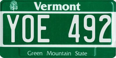 VT license plate YOE492