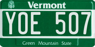 VT license plate YOE507