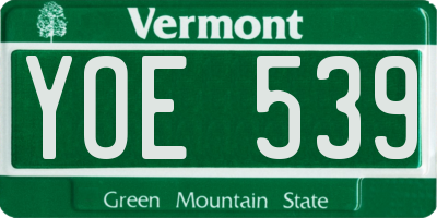 VT license plate YOE539