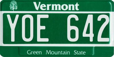VT license plate YOE642