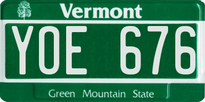 VT license plate YOE676