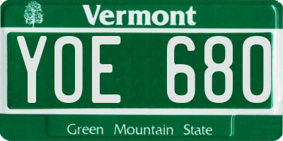VT license plate YOE680