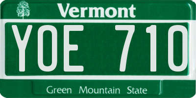 VT license plate YOE710