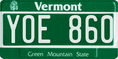 VT license plate YOE860