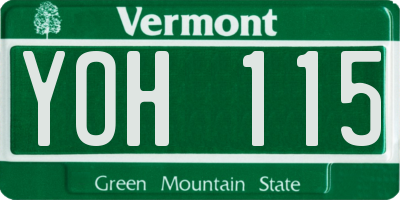 VT license plate YOH115