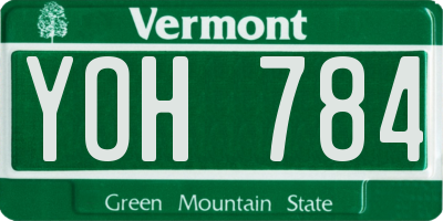 VT license plate YOH784