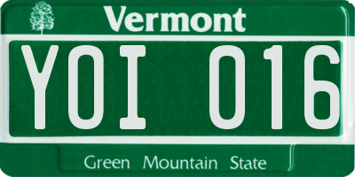VT license plate YOI016