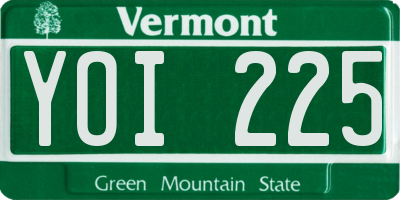 VT license plate YOI225