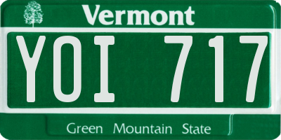 VT license plate YOI717