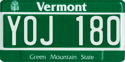 VT license plate YOJ180