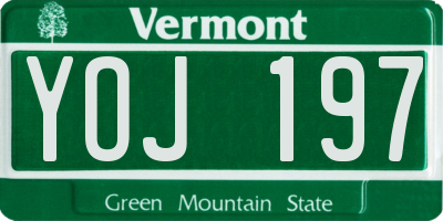 VT license plate YOJ197