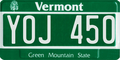 VT license plate YOJ450