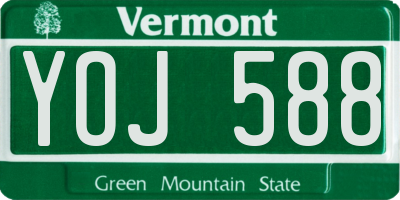 VT license plate YOJ588