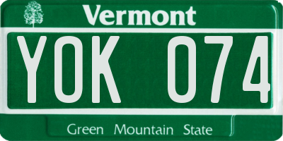 VT license plate YOK074