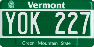 VT license plate YOK227