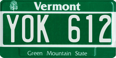 VT license plate YOK612