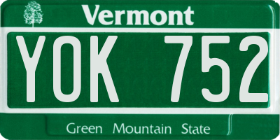 VT license plate YOK752
