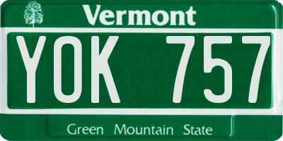 VT license plate YOK757