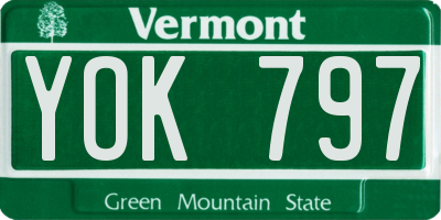 VT license plate YOK797