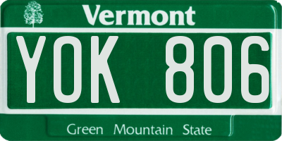 VT license plate YOK806