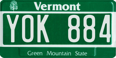 VT license plate YOK884