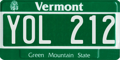 VT license plate YOL212