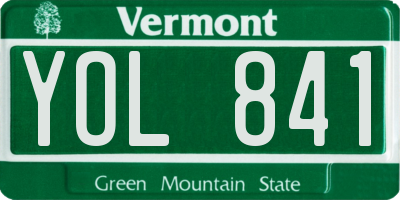 VT license plate YOL841