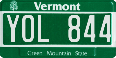 VT license plate YOL844