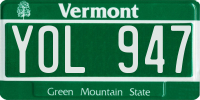 VT license plate YOL947