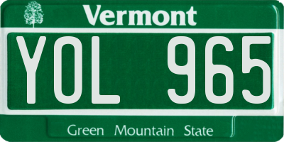 VT license plate YOL965