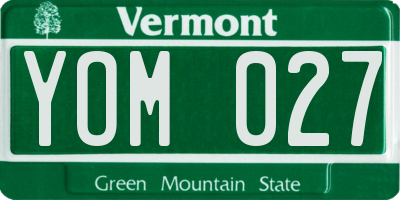 VT license plate YOM027