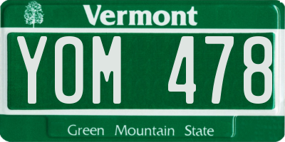 VT license plate YOM478