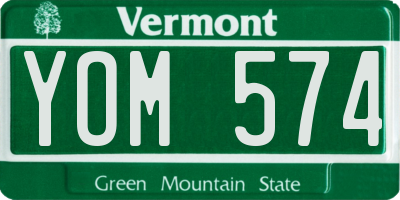 VT license plate YOM574