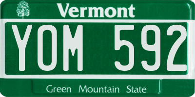 VT license plate YOM592