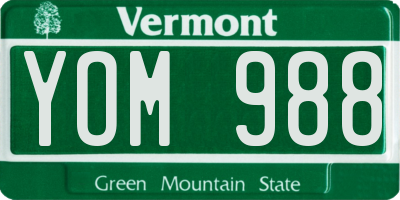 VT license plate YOM988