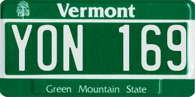 VT license plate YON169