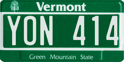 VT license plate YON414