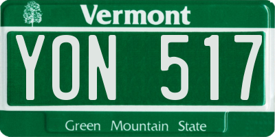 VT license plate YON517