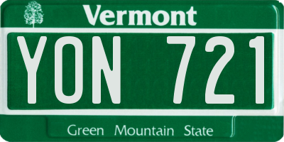 VT license plate YON721