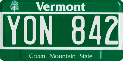 VT license plate YON842