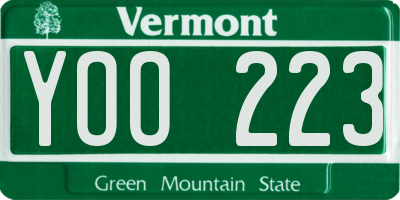 VT license plate YOO223