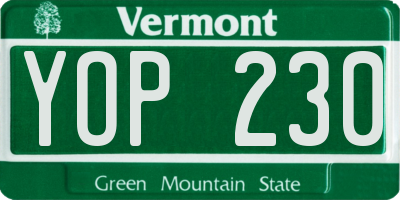 VT license plate YOP230