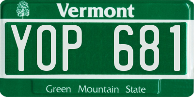 VT license plate YOP681