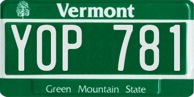 VT license plate YOP781