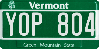 VT license plate YOP804