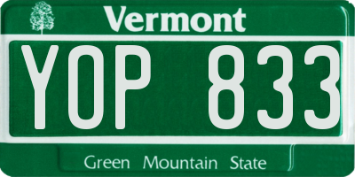 VT license plate YOP833