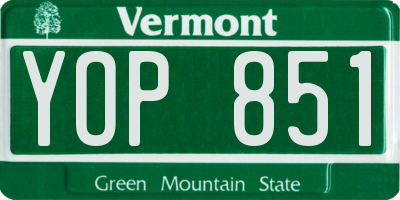 VT license plate YOP851
