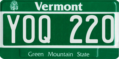 VT license plate YOQ220